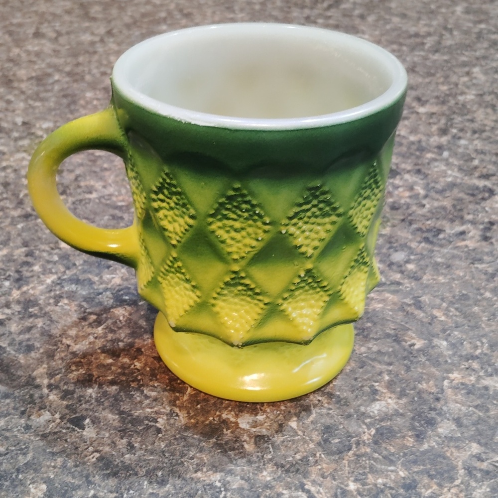 Fire king two tone green glass mug